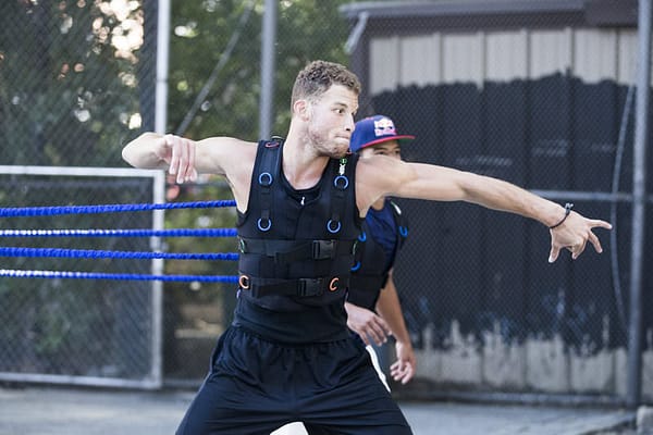 NBA player Blake Griffin trains at the the West 4th Street handball courts in New York, NY USA on 15 September, 2015.